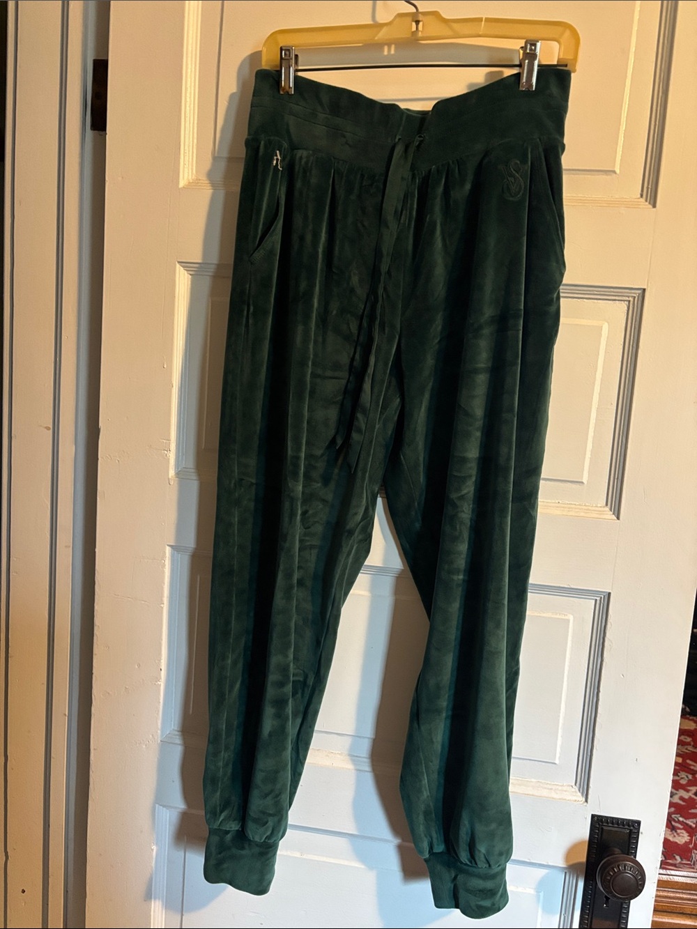 Victoria's Secret Dark Green Velour Track Joggers